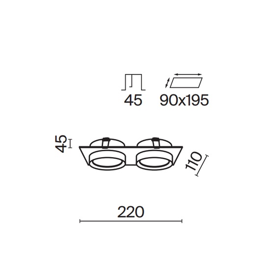 Двойна луна за вграждане Hoop DL086-02-GX53-SQ-W Maytoni 2xGX53 | Osvetlenieto.bg