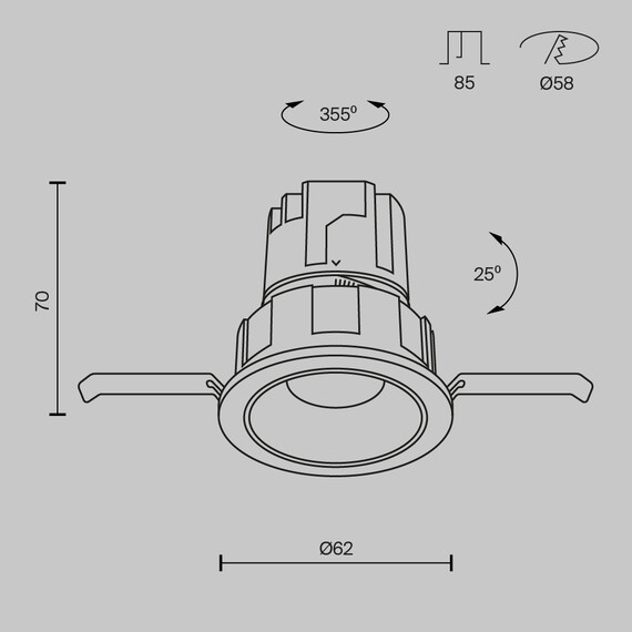 LED Луна за вграждане Wise DL057-7W3K-B Maytoni 7W 3000K | Osvetlenieto.bg