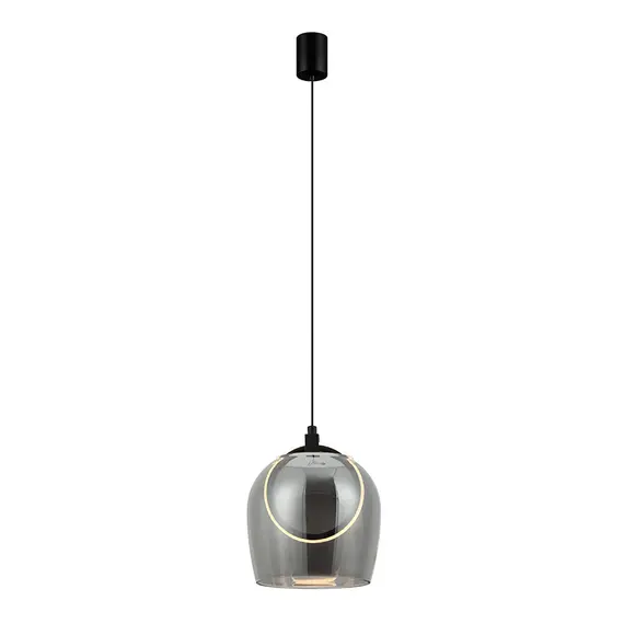 LED Пендел Zambelis 23078 PENDANT LED LIGHT 6W 3000K METAL-SILICON-GLASS,BLACK-SMOKED GREY | Osvetlenieto.bg