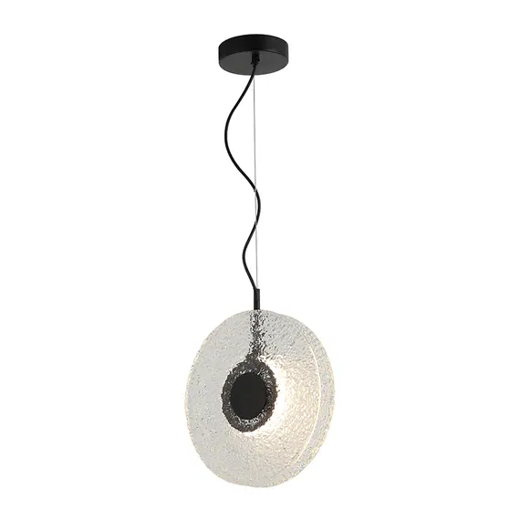 LED Полилей Zambelis 23073 PENDANT LED LIGHT 8W 3000K METAL-GLASS, BLACK-CLEAR GLASS | Osvetlenieto.bg