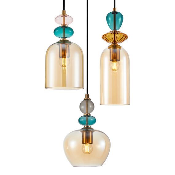 Полилей Busco PND-30263-3A-BRO-AMB Italux 3xE27 | Osvetlenieto.bg