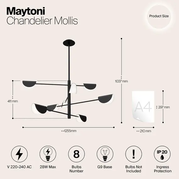 Полилей Mollis MOD126PL-08B Maytoni 8xG9 | Osvetlenieto.bg