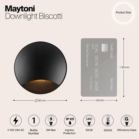 LED Осветител за вграждане в стена черен Biscotti O035-L3B3K Maytoni 3W 3000K IP65 | Osvetlenieto.bg LED Осветител за вграждане в стена черен Biscotti O035-L3B3K Maytoni 3W 3000K IP65 | Osvetlenieto.bg