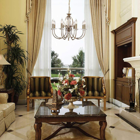 Полилей Aegean 8xE14 Aged Brass Elstead Lighting AG8-AGED-BRASS | Osvetlenieto.bg