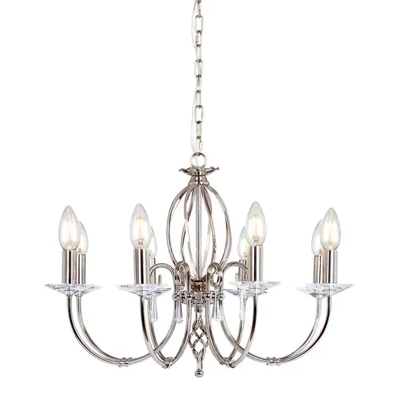 Полилей Aegean 8xE14 Polished Nickel Elstead Lighting AG8-POL-NICKEL | Osvetlenieto.bg