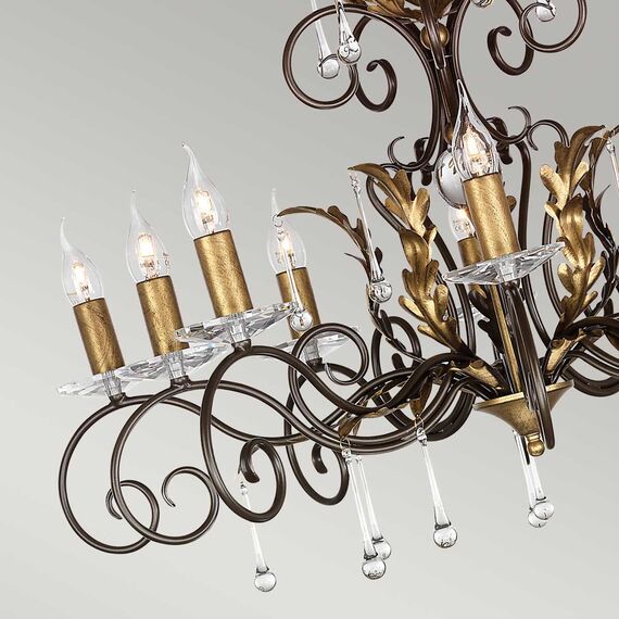Полилей Amarilli 10 Light Bronze Gold Patina Elstead Lighting AML10-BRONZE | Osvetlenieto.bg