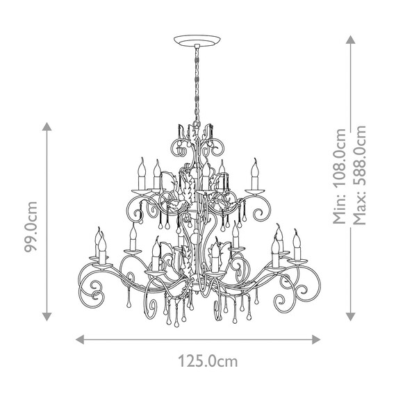 Полилей Amarilli 15xE14 Bronze Gold Patina Elstead Lighting AML15-BRONZE | Osvetlenieto.bg