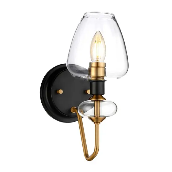 Аплик Armand 1xE14 Aged Brass Plated & Charcoal Black Paint Elstead Lighting DL-ARMAND1-AB | Osvetlenieto.bg