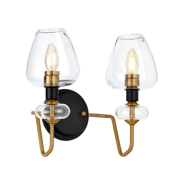 Аплик Armand 2xE14 Aged Brass Plated & Charcoal Black Paint Elstead Lighting DL-ARMAND2-AB | Osvetlenieto.bg