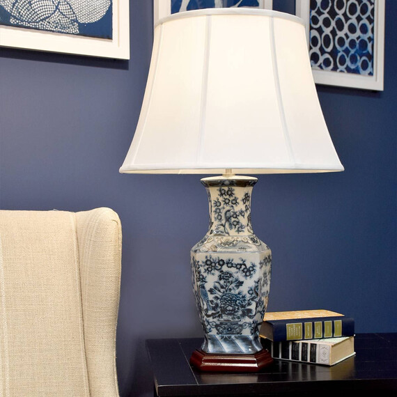 Настолна лампа Blue Hex 1xE27 Blue and White Elstead Lighting BLUE-HEX-TL | Osvetlenieto.bg