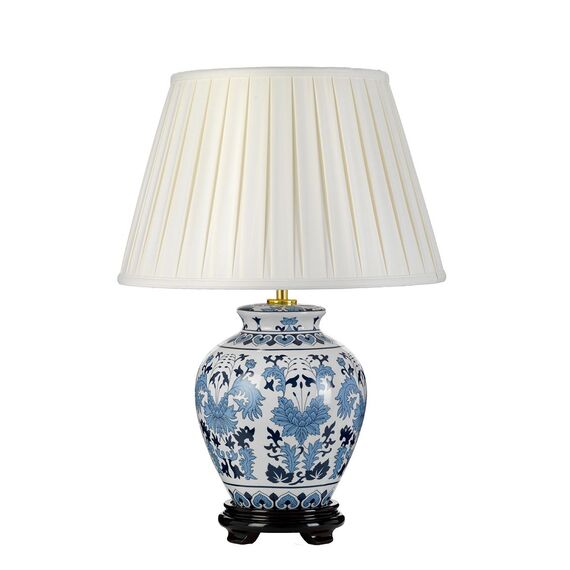 Настолна лампа Linyi 1xE27 Tall Empire Shade Blue and White Designer's Lightbox DL-LINYI-TL | Osvetlenieto.bg