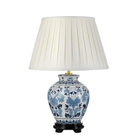 Настолна лампа Linyi 1xE27 Tall Empire Shade Blue and White Designer's Lightbox DL-LINYI-TL | Osvetlenieto.bg