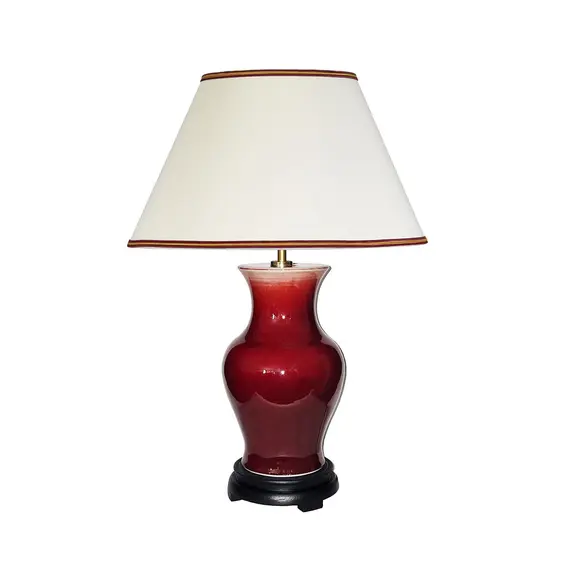 Настолна лампа Majin 1xE27 Oxblood Red Jar Polycotton shade Oxblood Elstead Lighting DL-MAJIN-SMALL-TL-OXB | Osvetlenieto.bg