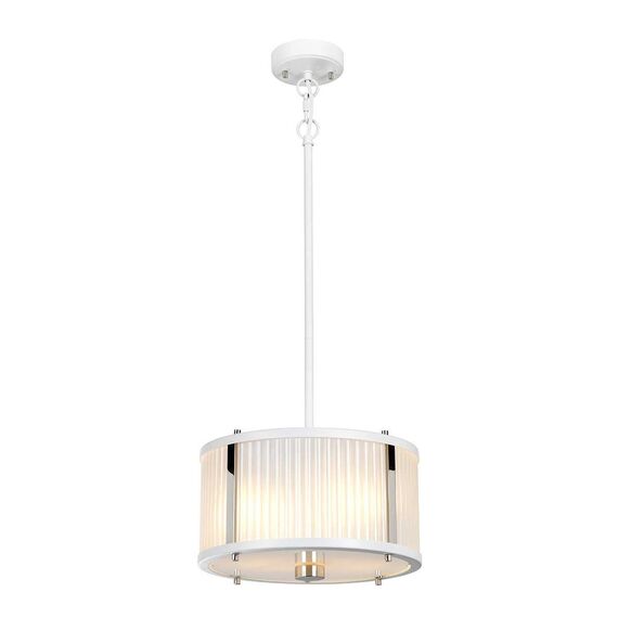 Пендел Corona 2xE27 White Satin Painted Polished Nickel Elstead Lighting DL-CORONA-2P-WPN | Osvetlenieto.bg