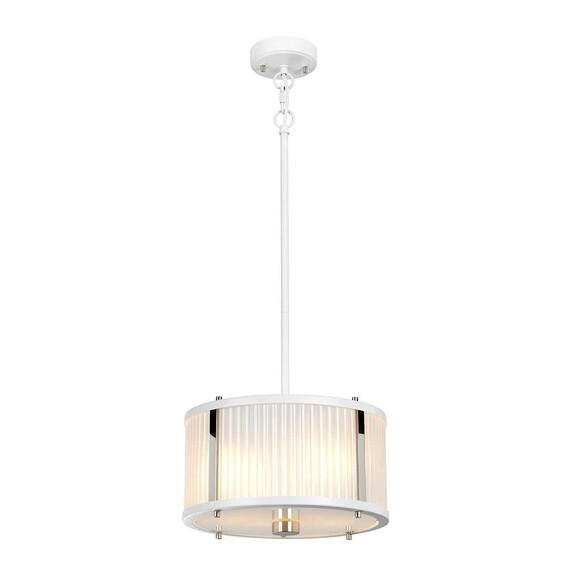 Пендел Corona 2xE27 White Satin Painted Polished Nickel Elstead Lighting DL-CORONA-2P-WPN | Osvetlenieto.bg