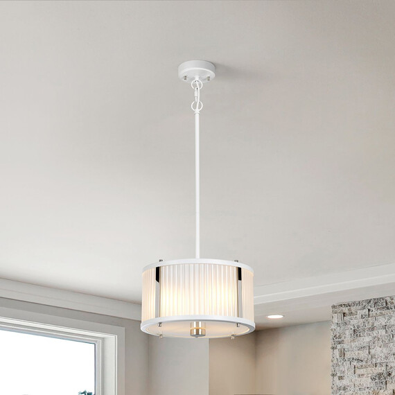 Пендел Corona 2xE27 White Satin Painted Polished Nickel Elstead Lighting DL-CORONA-2P-WPN | Osvetlenieto.bg