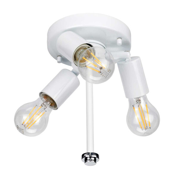 Плафон Fletcher18" 3xE27 Polished Chrome Ivory Shade Designer's Lightbox DL-FLETCHER18-3LT-IV-PC | Osvetlenieto.bg