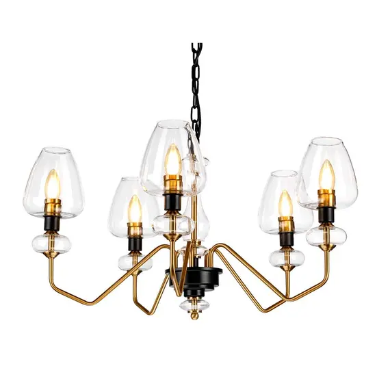 Полилей Armand 5xE14 Aged Brass Plated & Charcoal Black Paint Elstead Lighting DL-ARMAND5-AB | Osvetlenieto.bg