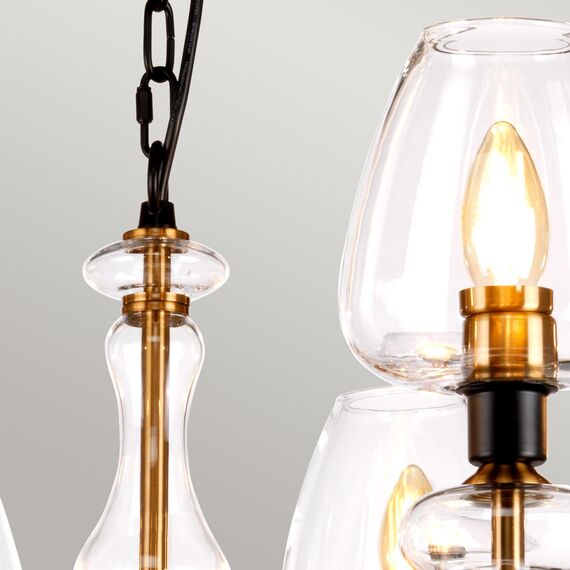 Полилей Armand 8xE14 Aged Brass Plated & Charcoal Black Paint Elstead Lighting DL-ARMAND8-AB | Osvetlenieto.bg