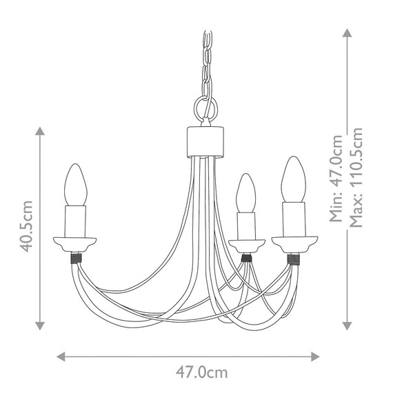 Полилей Carisbrooke 3xE14 Black Elstead Lighting CB3-BLACK | Osvetlenieto.bg
