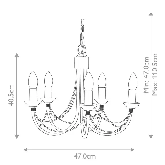 Полилей Carisbrooke 5xE14 Black Elstead Lighting CB5-BLACK | Osvetlenieto.bg