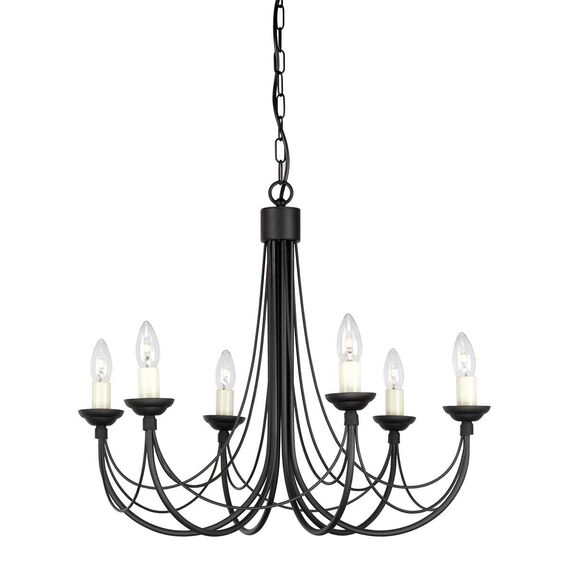 Полилей Carisbrooke 6xE14 Black Elstead Lighting CB6-BLACK | Osvetlenieto.bg
