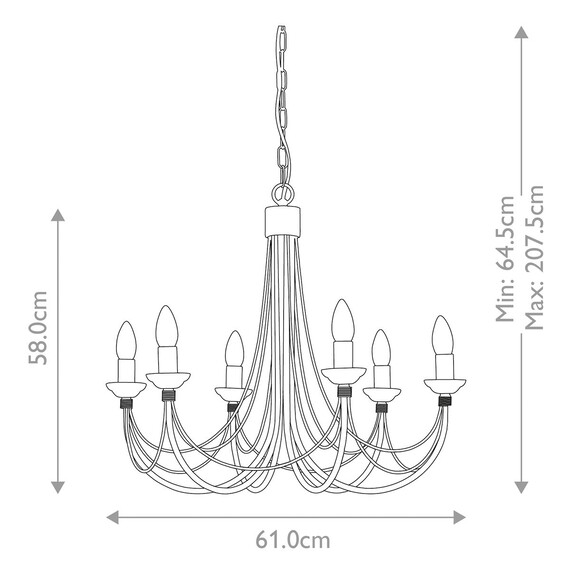 Полилей Carisbrooke 6xE14 Black Elstead Lighting CB6-BLACK | Osvetlenieto.bg