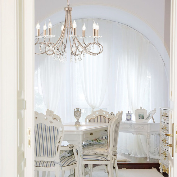 Полилей Christina 8xE14 Silver Gold Patina Elstead Lighting CRT8-SILVER-GOLD | Osvetlenieto.bg