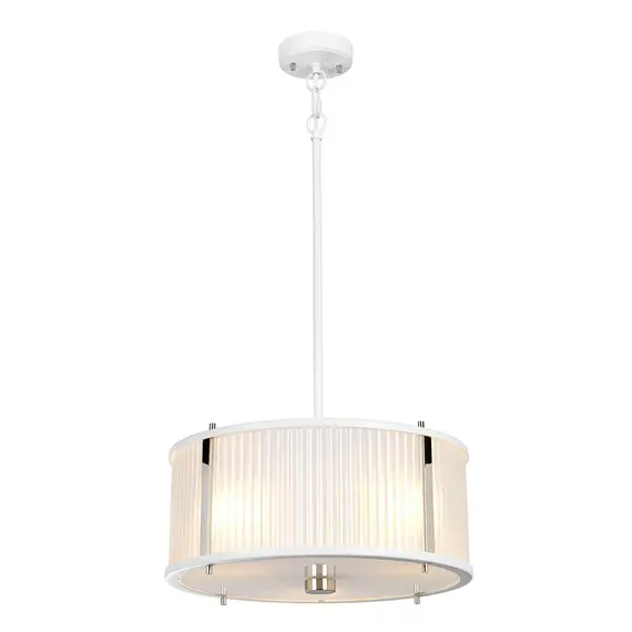 Полилей Corona 3xE27 White Satin Painted Polished Nickel Elstead Lighting DL-CORONA-3P-WPN | Osvetlenieto.bg