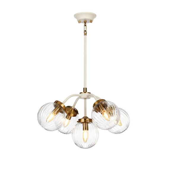 Полилей Cosmos 5xE14 Cream Painted and Aged Brass Elstead Lighting DL-COSMOS5 | Osvetlenieto.bg