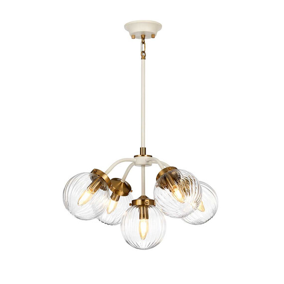 Полилей Cosmos 5xE14 Cream Painted and Aged Brass Elstead Lighting DL-COSMOS5 | Osvetlenieto.bg