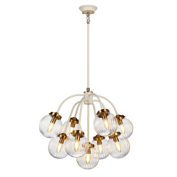 Полилей Cosmos 9xE14 Cream Painted and Aged Brass Elstead Lighting DL-COSMOS9 | Osvetlenieto.bg