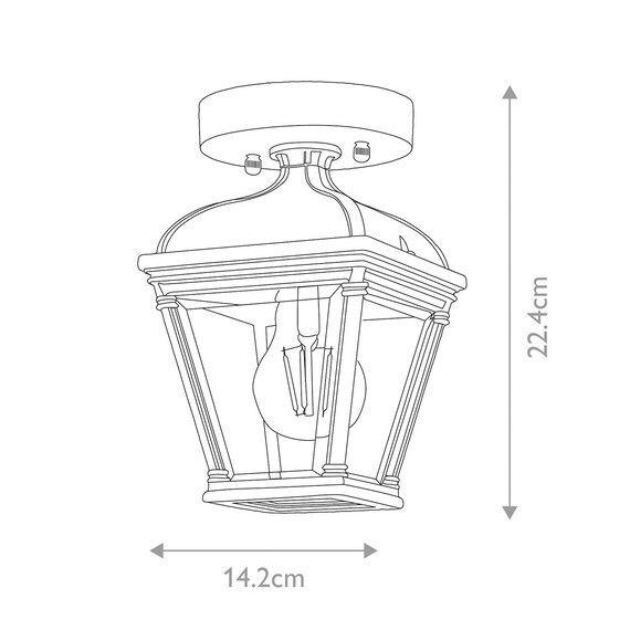 Външен плафон Bayview 1xE27 Black Elstead Lighting BAYVIEW-PORCH-BK | Osvetlenieto.bg