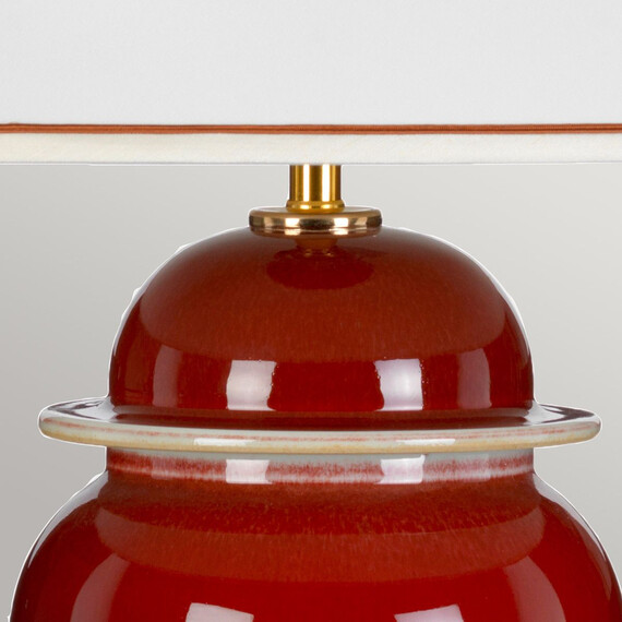 Настолна лампа Oxblood Temple Jar 1xE27 Tall Empire Shade Oxblood Designer's Lightbox DL-OXBLOOD-TJ-TL | Osvetlenieto.bg