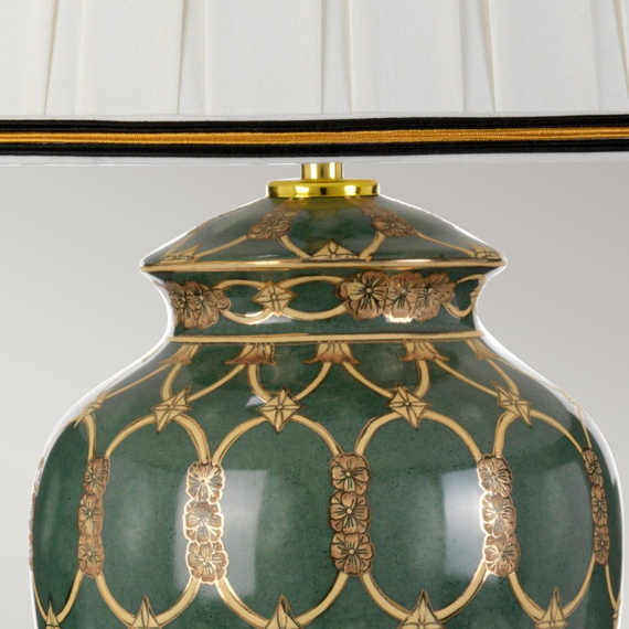 Настолна лампа Sashi 1xE27 Tall Empire Shade Green Gold and BrownDesigner's Lightbox DL-SASHI-TL | Osvetlenieto.bg