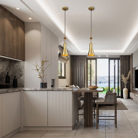 Пендел Etoile 1xE27 Medium Aged Brass and Gold Leaf Elstead Lighting ETOILE-P-M-AB | Osvetlenieto.bg