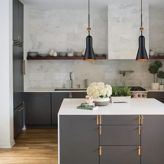 Пендел Etoile 1xE27 Medium Matte Black and Gold Leaf Elstead Lighting ETOILE-P-M-MB | Osvetlenieto.bg