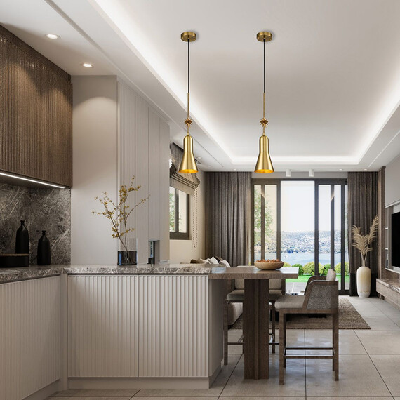 Пендел Etoile 1xE27 Small Aged Brass and Gold Leaf Elstead Lighting ETOILE-P-S-AB | Osvetlenieto.bg