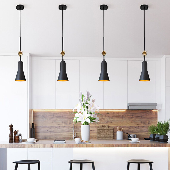 Пендел Etoile 1xE27 Small Matte Black and Gold Leaf Elstead Lighting ETOILE-P-S-MB | Osvetlenieto.bg