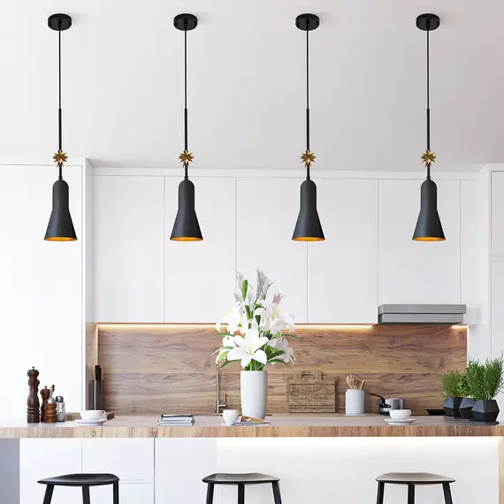 Пендел Etoile 1xE27 Small Matte Black and Gold Leaf Elstead Lighting ETOILE-P-S-MB | Osvetlenieto.bg