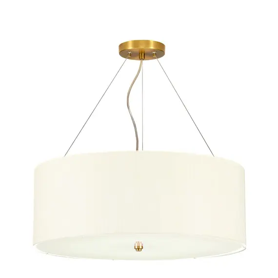 Полилей Pearce22 5xE27 Aged Brass Ceiling Pan Aged Brass Ivory Shade Designer's Lightbox DL-PEARCE22-5LT-IV-AB | Osvetlenieto.bg