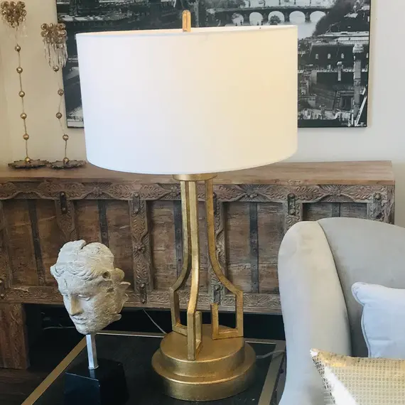 Настолна лампа Lemuria 1xE27 Gilded Nola Distressed Gold Ivory Shade Gilded Nola GN-LEMURIA-TL | Osvetlenieto.bg