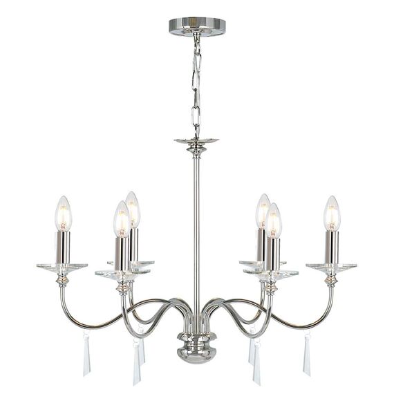 Полилей Finsbury Park 6xE14 Polished Nickel Elstead Lighting FP6-POL-NICKEL | Osvetlenieto.bg