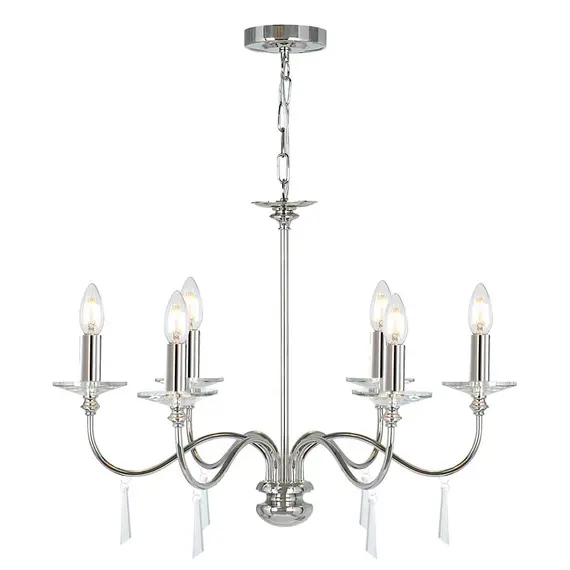 Полилей Finsbury Park 6xE14 Polished Nickel Elstead Lighting FP6-POL-NICKEL | Osvetlenieto.bg