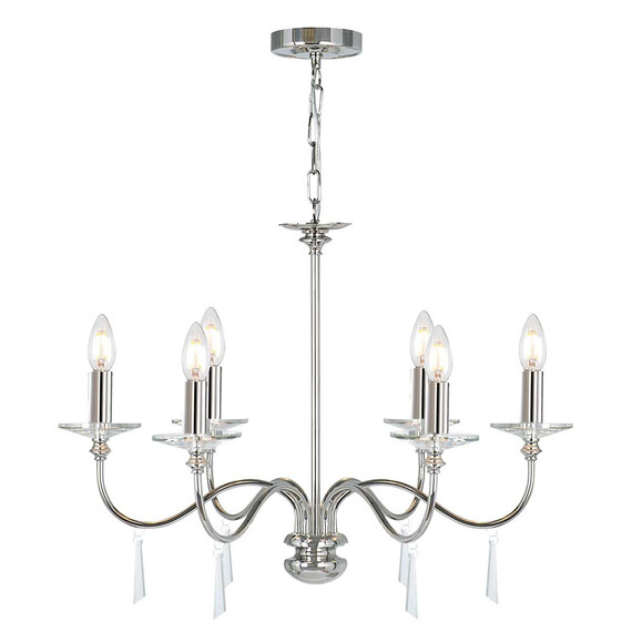 Полилей Finsbury Park 6xE14 Polished Nickel Elstead Lighting FP6-POL-NICKEL | Osvetlenieto.bg