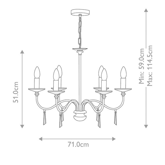 Полилей Finsbury Park 6xE14 Polished Nickel Elstead Lighting FP6-POL-NICKEL | Osvetlenieto.bg