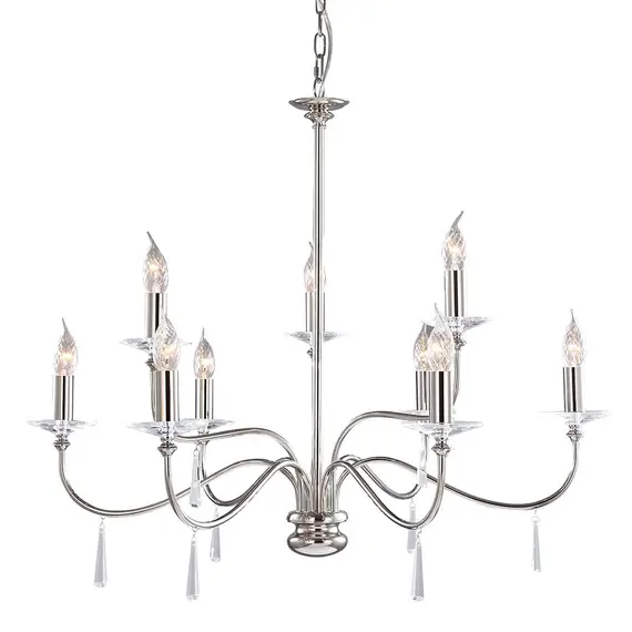 Полилей Finsbury Park 9xE14 Polished Nickel Elstead Lighting FP9-POL-NICKEL | Osvetlenieto.bg