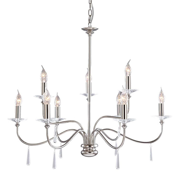 Полилей Finsbury Park 9xE14 Polished Nickel Elstead Lighting FP9-POL-NICKEL | Osvetlenieto.bg