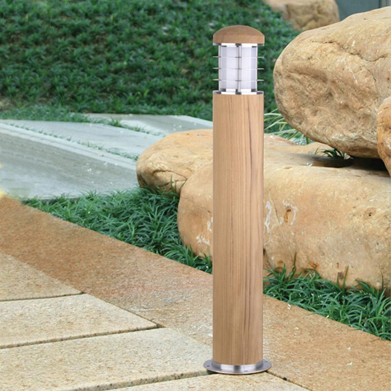 Градински стълб Poole 1xE27 Teak and Stainless Steel Garden Zone GZ-POOLE-B | Osvetlenieto.bg