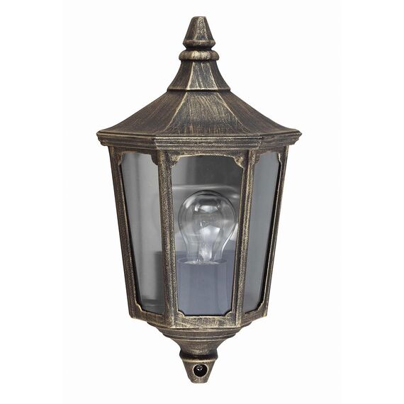 Външен аплик Cricklade 1xE27 Half Lantern Black Gold Garden Zone GZH-CKL7 | Osvetlenieto.bg